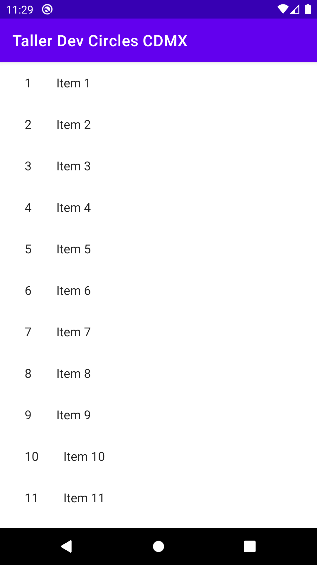 Lista en dispositivo